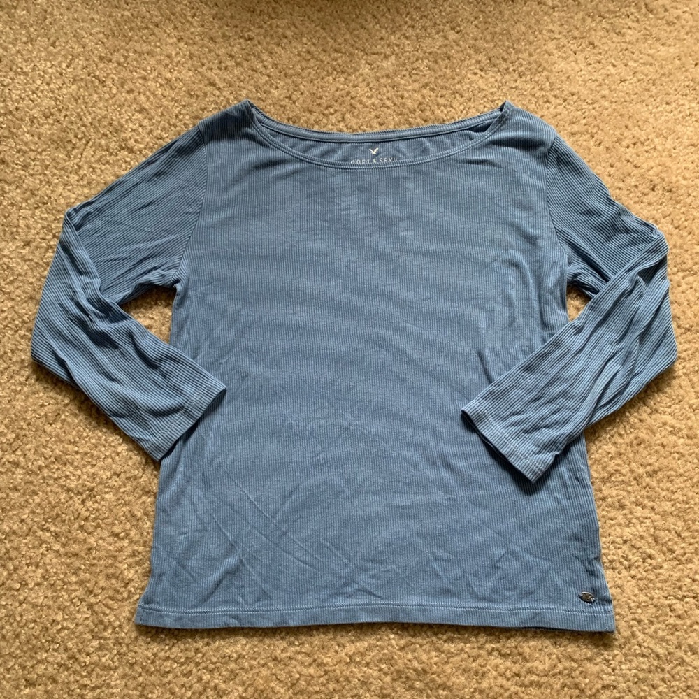 American Eagle Light Blue 3/4-Length Sleeve